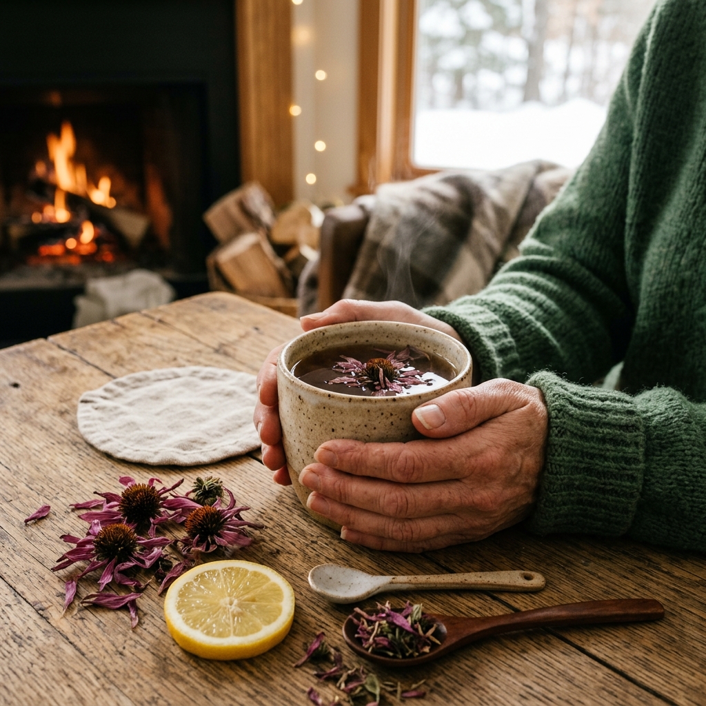 Comforting mug of Echinacea tea for immune support