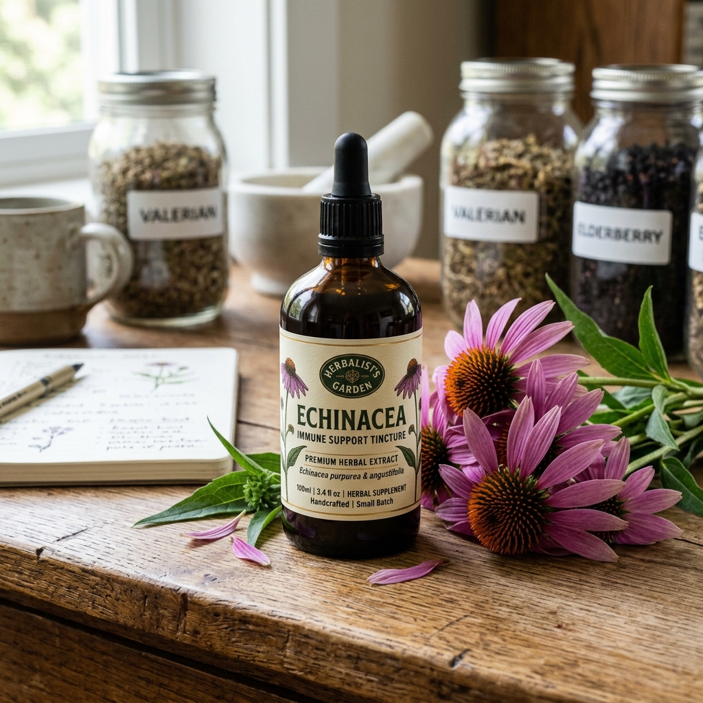 Amber bottle of Echinacea immune support tincture