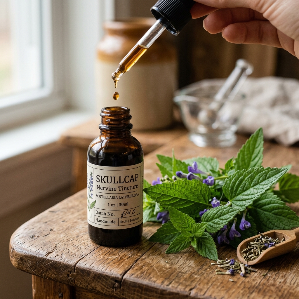 Dropper bottle of American Skullcap nervine tincture